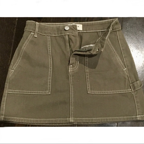 PacSun Olive Green Denim Skirt - Picture 5 of 15